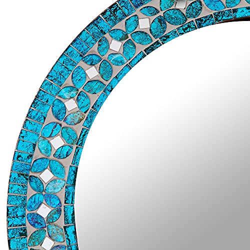 NOVICA Turquoise Blossom' Glass Mosaic Wall Mirror
