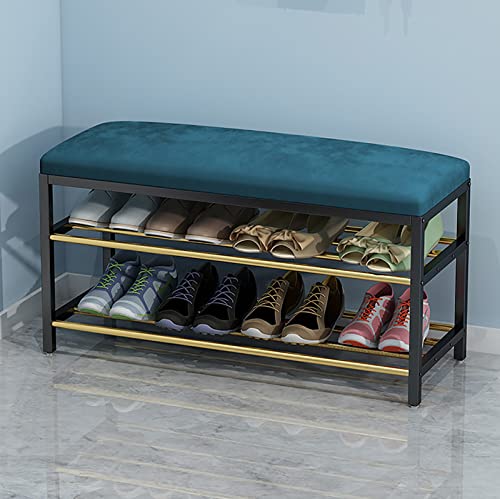 shoe storage bench ottoman Storage Benches Entryway Shoe Bench With storage,2 Tier Metal Shoe Rack With Faux Leather Seat,Upholstered Shoe storag