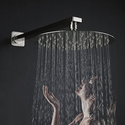 Derpras Round Rain Shower Head, 304 Stainless Steel, Ultra Thin Powerful High Pressure Top Spray Bathroom Rainfall Showerhead(Brushed Nickel) (8