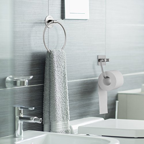 JS Self Adhesive Towel Holder,Stainless Steel Bathroom Towel Ring 7.08 inches/18cm,Wall Mounted 3M Self Adhesive Hand Towel Rails for Kitchen Bat