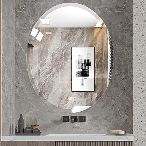 Nucovak 20 "x28 Oval Beveled Mirror/1 "Beveled Polished/Bathroom Frameless Mirror/Minimal Decoration Style Suitable for Bathrooms, Entrances, Liv