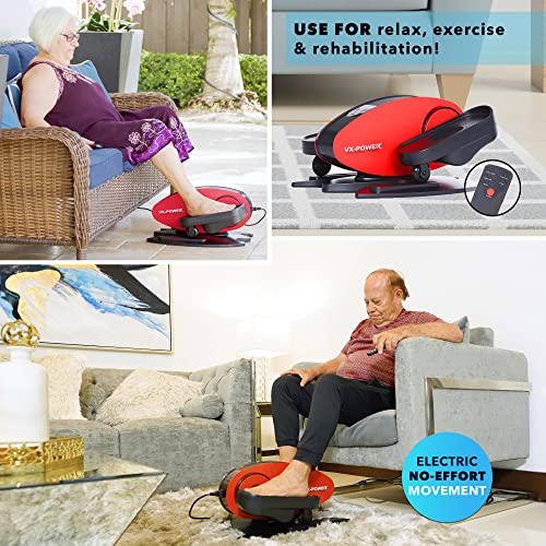 VX-Power Seated Elliptical Bike - Quiet Under Desk Mini Elliptical Machine, Feet Massager, Pedal Exerciser with Built in Display Monitor for Leg
