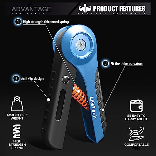 LifeTech Hand Grip Strengthener Workout, Adjustable Hand Exerciser Wrist Forearm Trainer, Foldable Strength Training Gripper Updated, Portable St