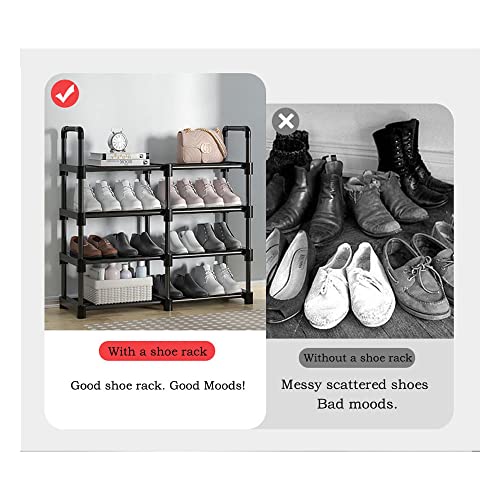 ONEORNEVER Shoe Rack, Sturdy Metal Shoe Rack Organizer,Narrow Shoe Rack,Shoe Racks for Closets,Shoes Rack,Shoe Stand,Shoe Shelf for Hallway Black