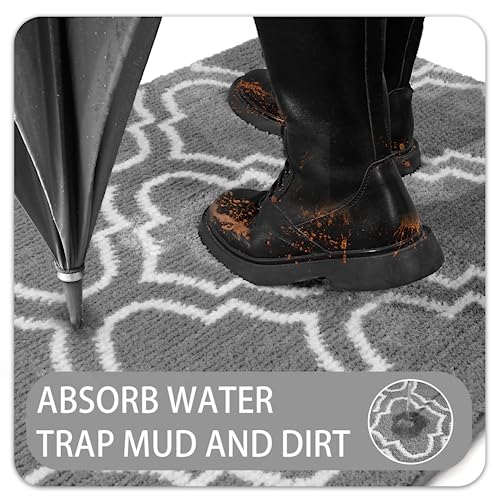 Ompaa Moroccan Trellis Door Mat Indoor Outdoor, Dog Mat for Muddy Paws, Dog Rugs for Floors, Super Absorbent Non-Slip Washable Dirt Trapper, Insi