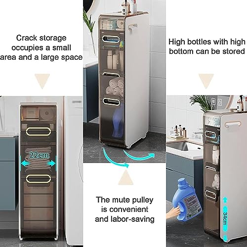 OPSREY Bathroom Floor Cabinet, Free Standing Plastic Storage Organizer, White