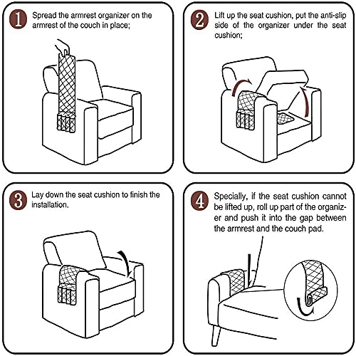 Armrest Storage Organizer Anti-Slip Sofa Couch Chair Armrest Organizer 90 * 33cm 5 pockets Couch Chair Organizer Holder for TV Remote Control Mag