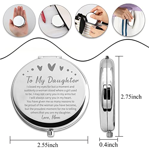 PLITI To My Daughter Compact Mirror From Mom Dad Daughter Graduation Gift Daughter Inspirational Pocket Mirror (Daughter closed CM U)