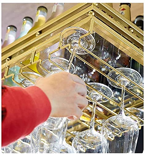 SUCHETA Hanging Wine Rack with Glass Holder and Shelf, Goblet Wine Glass Rack, Upside Down Home Decoration Hanging European Creative bar Shelf, W