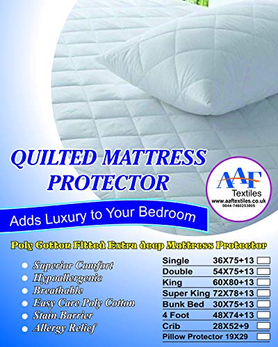 Single Extra Deep Quilted Mattress Protector Cover 36x75x12Inches All Uk Sizes