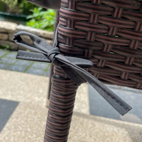 HAMO Garden Chair Cushions 45x50 cm Set of 2, Drizzle-Proof Outdoors Seat Pads with Ties, Graphite