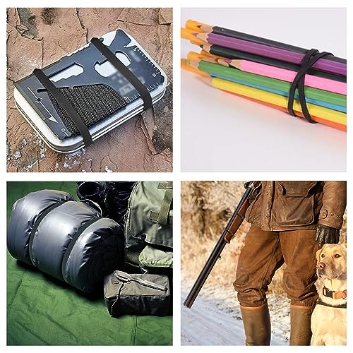 Jiehaojia 64 Pcs Black Tactical Rubber Bands Multi-Purpose Thick Elastic Rubber Bands Strong Elastic Bands Stationary Stretchable Bands for Campi