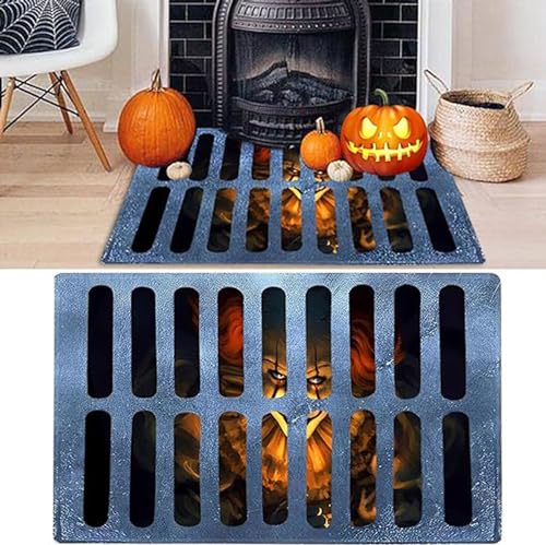 LAPUOTSP Halloween 3D Illusion Clown Doormat, 15.7 "x 23.6" Horror Movie Clown Doormat, Halloween Outdoor, Indoor Anti Slip, dust Removal Decorat