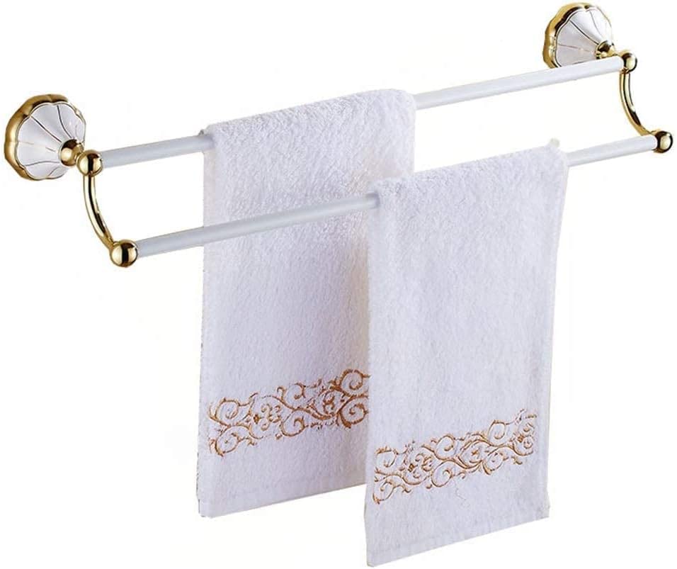 XHALERY Bathroom Bathroom Lavatory Towel Rack Towel Shelf with Two Towel Bars Wall Mount Holder Tower Hanger/40Cm