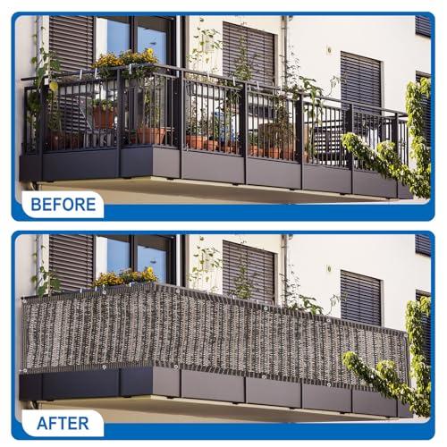 PATIKIL 3'x10' Patio Privacy Screen for Balcony, Fence Cover for Apartment Railing Netting Mesh Shade Fabric Balcony Cover for Outdoor Deck Backy