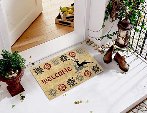 Coco&Coir Door Mat | Non-Slip | Thick Coir | Premium Quality | Rubber Backed | Eco-Friendly | Indoor | Outdoor | Heavy Duty | Christmas Theme | X
