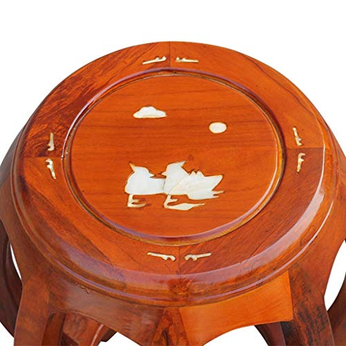 LUKEO Wooden bench- Drum Stool Guzheng Stool Antique Chinese Small Stool Round Retro Wooden Home Solid Wood Coffee Table Bench