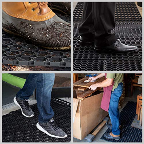 SafetyCare Interlocking Rubber Drainage Floor Mat - Anti-Fatigue - 60 cm x 40 cm - 12 Mats