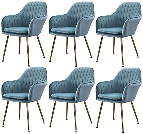 Modern Kitchen Dining Room Chairs Kitchen Dining Chair Set Of 6,Modern Fabric Cushion Seat Chair Living Room Chair Leisure Couch Armchair (Color
