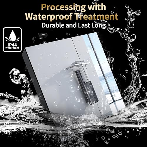 HOTIPRO Bathroom Medicine Cabinet with Mirror 31.5 x 26.7 Inch Wall-Mounted Bathroom Mirror Cabinet 2-Door Black Aluminum Medicine Cabinet Waterp