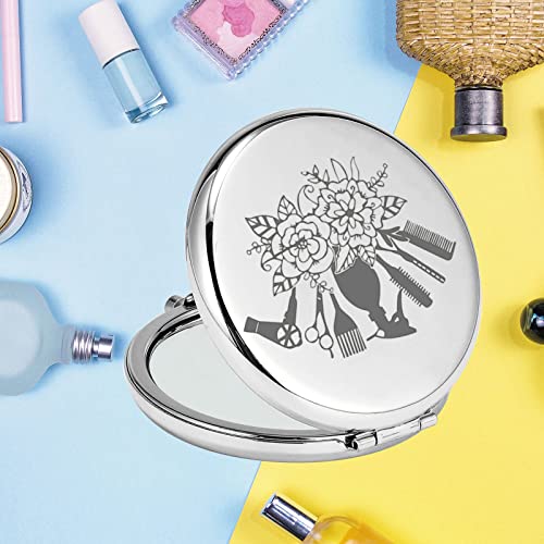 KEYCHIN Hair Barber Pocket Mirror Hair Stylist Gift Hairdresser Compact Makeup Mirror for Women Girls (Hair Barber Mirror)