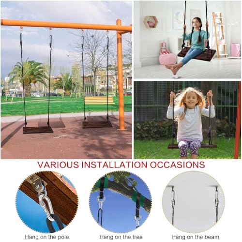 PELLOR Wood Tree Swing Seat with Tree Protector and Swing Hanging Kit Wooden Swing Set for Children Adult Kids in the Garden,Yard,Outdoor & Indoo