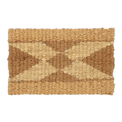 Relaxdays Jute Doormat, 60x40 cm, Durable, Handwoven, Mat for Indoor & Outdoor Use, Diamond Pattern, Brown/Cream, Design F