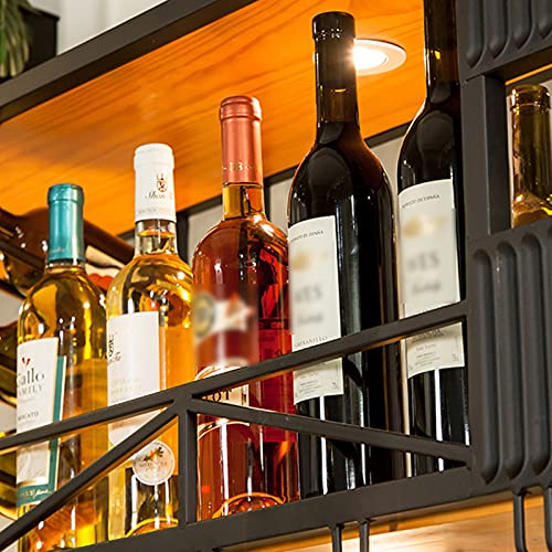 KEppd Wine Rack Wall Mounted - Wine Holder Vintage Style Ceiling Wine Racks | Metal Iron Adjustable Height Wine Bottle Holder Goblet Racks | Crea