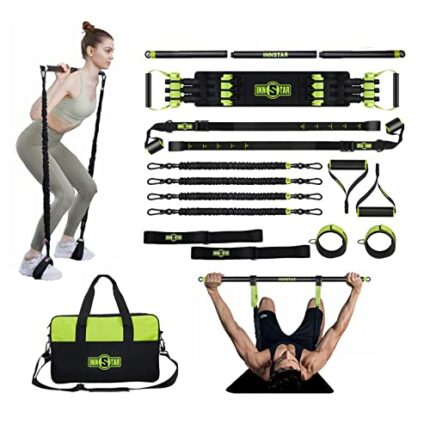INNSTAR Upgraded Portable Home Gym 5.0, Adjustable Bench Press Resistance Bands,Full Body Workout Strength Training Equipment with Detachable Fit
