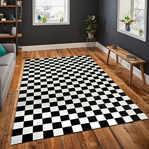 Seavish Black and White Striped Rug, 23.6" x 35.4" Indoor Outdoor Doormats Welcome Mats for Front Door Layered Door Mats Front Porch Mat Handmade