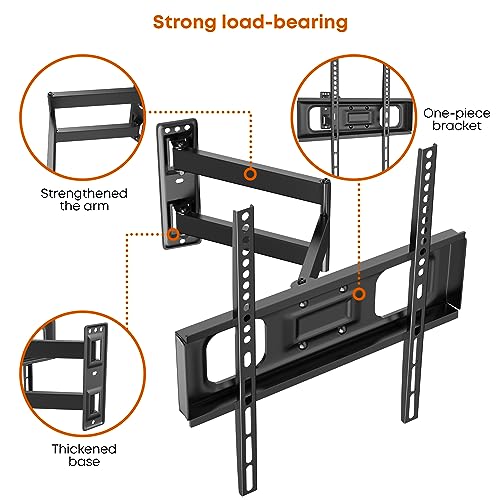 PUTORSEN TV Wall Bracket Mount Swivel and Tilt for Most 32-55 Inch LED, LCD, OLED and Plasma Flat Screen TVs up to VESA 400x400mm and 35 kg, Full