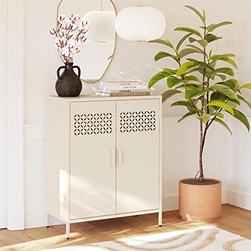 Mr. Kate Short Metal 2 Door Cabinet, Steel, Parchment