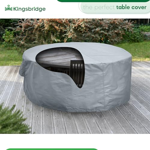 Kingsbridge Round Garden Patio Table Cover (150cm) Waterproof Anti UV Heavy Duty 600D Fabric Double Stitching Breathable 150 x 69cm Outdoor Furni