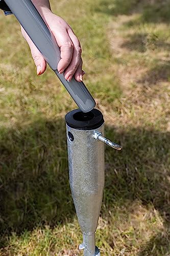Garden Mile Ground Screw Large 55mm Heavy Duty Screw In Metal Ground Soil Spike Rotary Airer Parasol Stand Washing Line Socket Garden