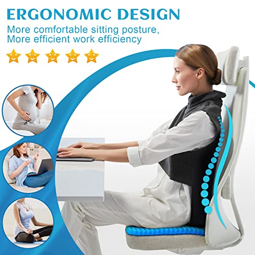 MONgiftshop Gel Seat Cushion, Double Thick Breathable Seat Cushion Cool Gel Cushion Honeycomb Design with Non-Slip Cover Pain Relif Seat Cushion