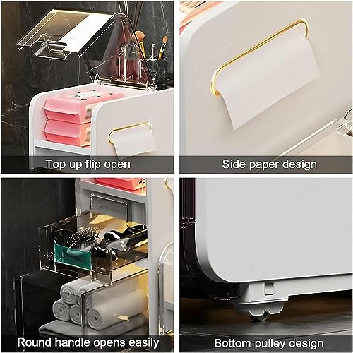 OPSREY Bathroom Floor Cabinet - Multifunctional White Narrow Toilet Organizer Floor Side Cabinet - Small Bathroom Storage, Thin Toilet Vanity Cab