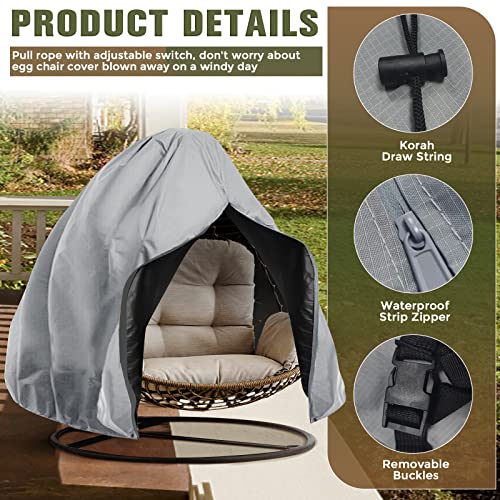 Garden Egg Chair Cover Double Patio Hanging Egg Chair Cover Waterproof 420D Oxford Fabric Swing Chair Cover with Drawstrings Double Cocoon Chair