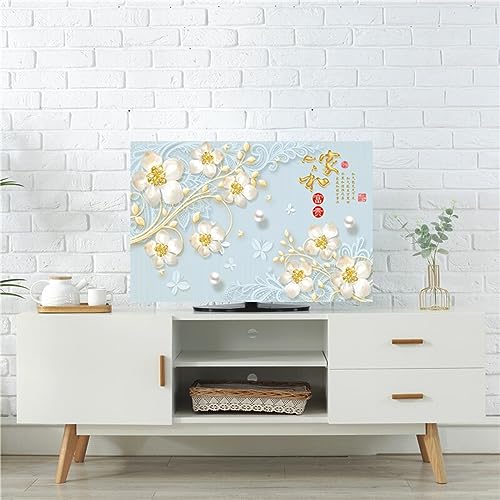 Qvo Indoor TV Cover Cloth, Dust-Proof Polyester Fiber Art Printing TV Screen Protector Cover, For 30 To 80 Inch LED, LCD, OLED Smart TV(Size:75in