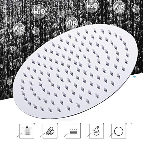 Large Rain Shower Head Round 304 Stainless Steel Ultra Thin Bathroom Shower Head High Pressure Rainfall Showerhead (12inch)