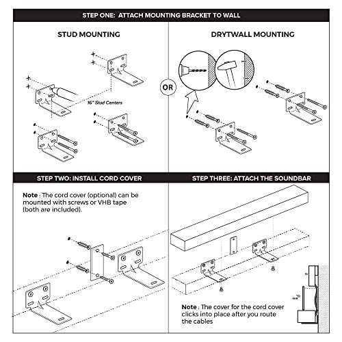 HumanCentric Wall Mount Compatible with Bose SoundTouch 300 Soundbar | Compare to WB-300 | Includes Cord Cover