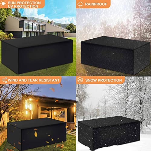 Kaucytue Garden Furniture Cover, 315×160×74CM Heavy Duty 420D Silver Coated Polyester Oxford Fabric Rectangular Outdoor Patio Table Cover UV Prot