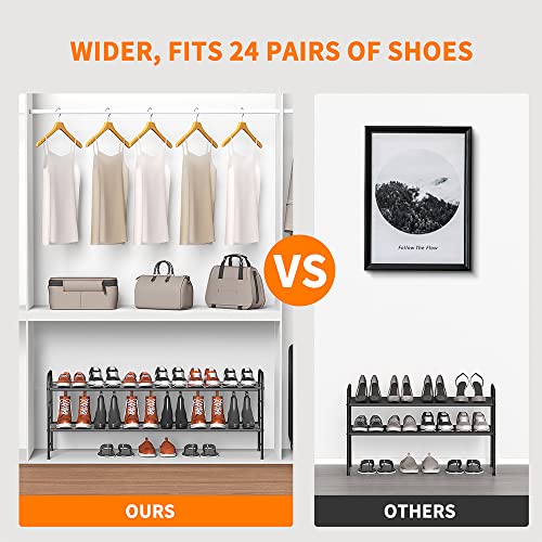 Mutool Extended Shoe Rack 2 Tier Organizer, for Entryway Closet Metal Shoe Storage Shelf for 12-15 Pairs Shoe and Boots Space Saving Large Shoe C