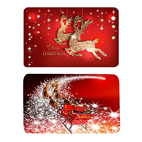 Smavles Door Mat, 2 Pieces Christmas Carpet Welcome Door Mats Christmas Decorations Christmas Party Supplies Party Decor Gifts Durable Door Mat f
