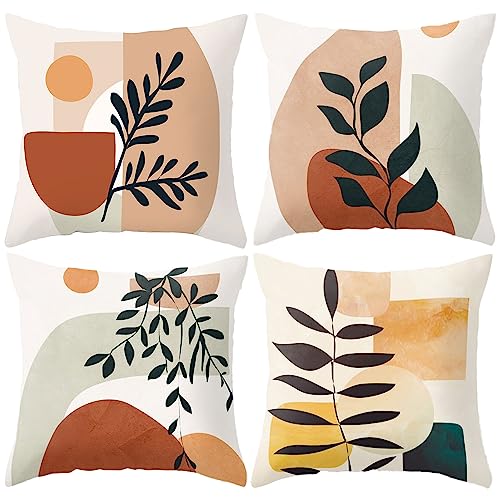 Cushion Covers 45 x 45cm, Yellow Sunflower Cushion Covers Included Sets 4, Outdoor Cushion Covers, Linen Throw Pillow Cover for Garden Sofa Chair