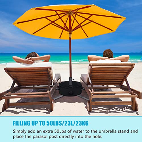 RELEDESA 1000D Round Umbrella Base Weight Bag, Up to 50 lbs Water, Parasol Base Weights Bag with 2 Handles, Suitable for 3.15" Diameter of Outdoo