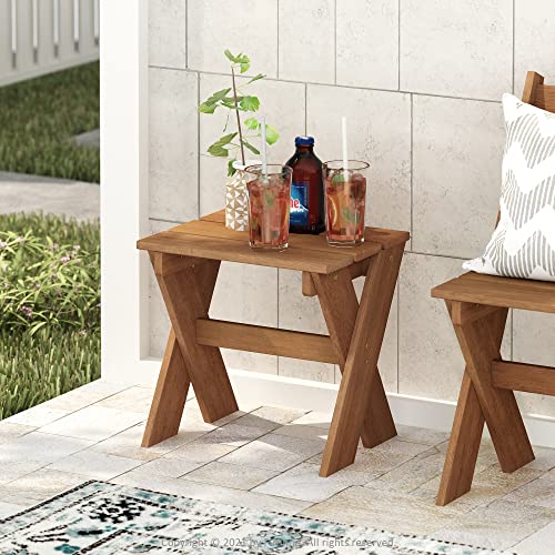 Furinno Side Table Flower Stand, Meranti Wood, Natural, 45.2 (W) x 43.9 (H) x 35.1 (D) cm