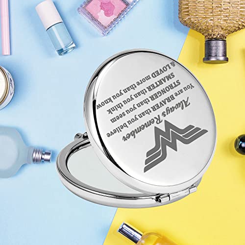 KEYCHIN Heroine Pocket Mirror Diana Fans Gift You are Braver Stronger Smarter Than You Think Heroine Compact Mirror for Women Girls (Heroine Mirr