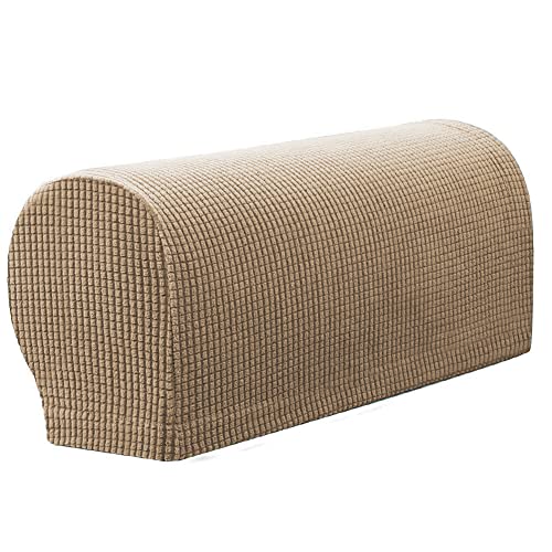 GEOCANG 6Pcs Armrest Covers Spandex Stretch Fabric Arm Caps Anti-Slip Furniture Protector Slipcovers for Armchairs Sofa Couches Recliner (Lvory w