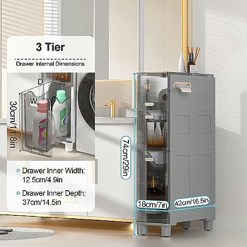 OPSREY 2/3/4-Tiers Bathroom Floor Storage Cabinet, Small Bathroom Storage for Tiny Spaces,Little Shelf for Bedroom,Narrow Toilet Paper Cabinet fo