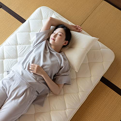 EMOOR Japanese Futon Mattress CLASSE Twin Made in Japan White, Foldable Floor Sleeping Bed Tatami Mat